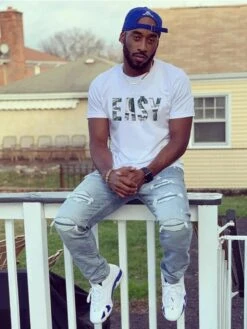 Casual Digital Printing Short Sleeve Mens White Tee