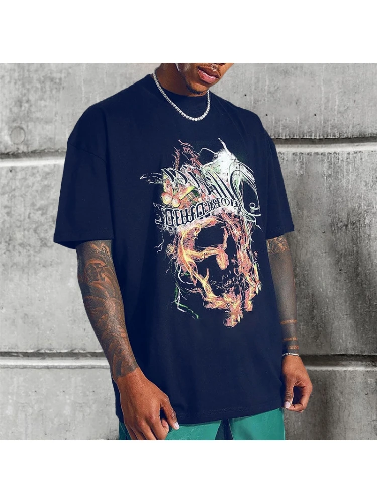 Casual Black Printed Crew Neck Tees For Men 1 Casual Black Printed Crew Neck Tees For Men