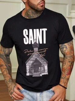 Casual Fashion Letter Printing Short Sleeve Men's T-Shirt