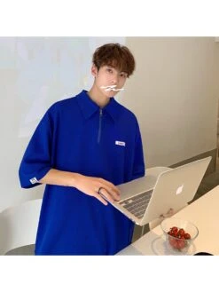 Versatile Fashion Loose Half Sleeve Polo Shirt