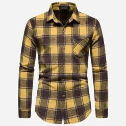 Autumn Men's Casual Plaid Long Sleeve Shirts