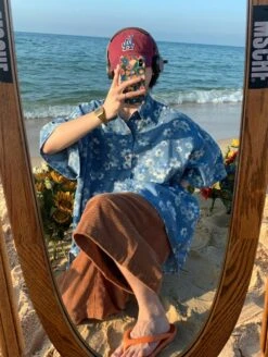 Casual Flower Pattern Pocket Loose Shirts For Men