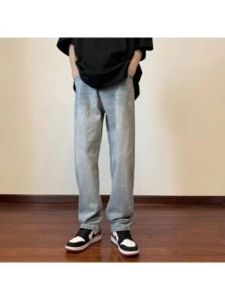 Fashion Casual Pure Color Straight Leg Men's Jeans