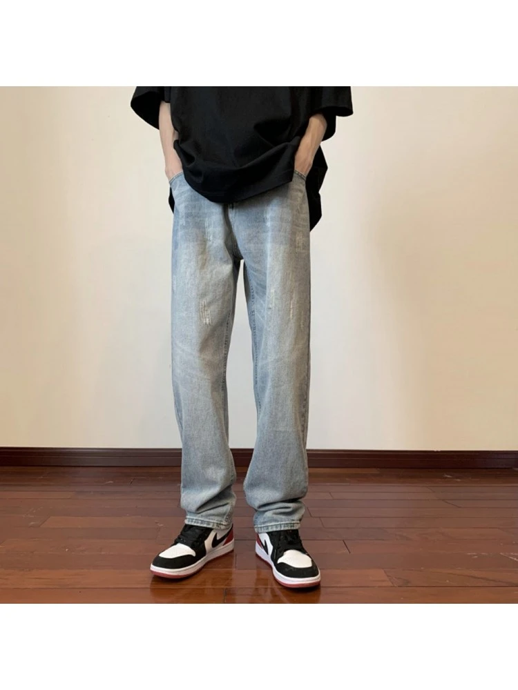 Fashion Casual Pure Color Straight Leg Men's Jeans 1 Fashion Casual Pure Color Straight Leg Men's Jeans