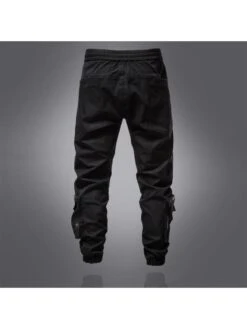 Trendy Black Solid Drawstring Trousers For Men -ZHANG Clothing Shop P 20220909114854655 328