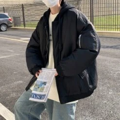 Zipper Hooded Pure Color Baseball Jacket