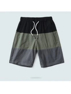 Men Beach Casual Running Colorblock Drawstring Short Pants