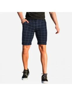 Men British Style Plaid Casual Shorts