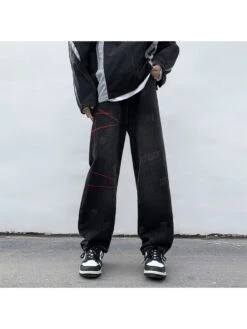 Colorblock Irregular Mid-rise Jeans