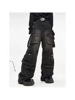 Solid Color Mid-rise Loose Jeans -ZHANG Clothing Shop P 20240605172817063 434